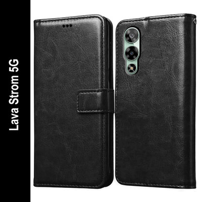 Casotec Flip Cover for Lava Storm 5G(Black, Pack of: 1)