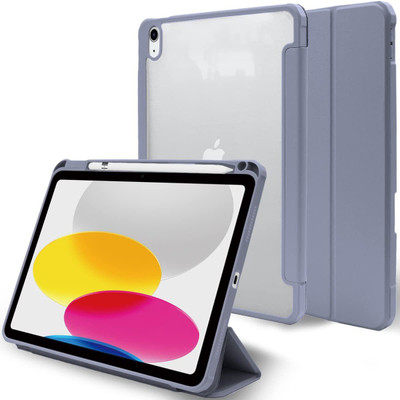 Caseelo Flip Cover for Apple iPad Mini 6 - 8.3 Inch Translucent With Soft PC Back Pencil Holder Cover(Purple, Shock Proof, Silicon, Pack of: 1)