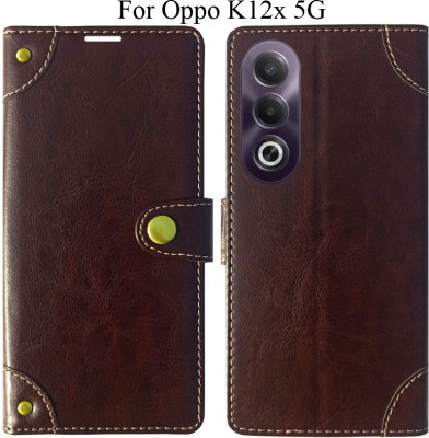 MYSHANZ Flip Cover for Oppo K12x 5G(Beige, Magnetic Case)