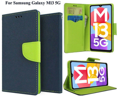Carnage Flip Cover for Samsung Galaxy M13 5G(Blue, Cases with Holder, Pack of: 1)