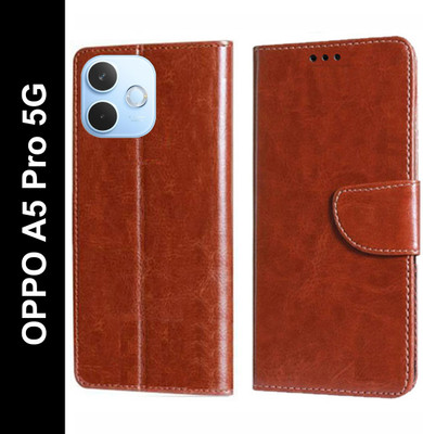 Wynhard Flip Cover for OPPO A5 Pro 5G(Brown, Grip Case, Pack of: 1)