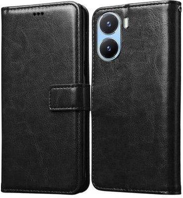 SUCH Flip Cover for Leather Flip Cover for Vivo-T2x 5G (Brown, Dual Protection, Pack of: 1)(Brown, Camera Bump Protector)