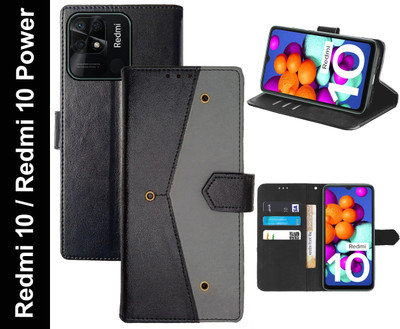 Mashgul Flip Cover for Redmi 10, Redmi 10 Power(Black, Shock Proof, Pack of: 1)