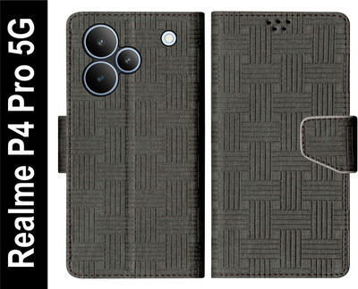 SBMS Flip Cover for Realme P4 Pro 5G Back Cover Case with Magnatic Closure(Black, Shock Proof, Pack of: 1)