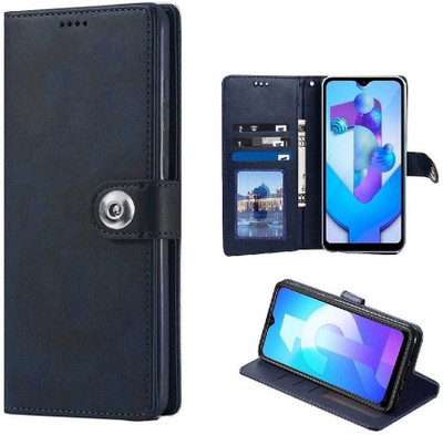 COVERBLACK Flip Cover for Vivo V2439 / Y400 Pro 5G | Vegan Leather Finish | Magnetic | Kickstand Wallet Case(Blue, Shock Proof, Pack of: 1)