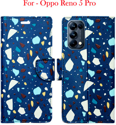 Toklot Flip Cover for Oppo Reno 5 Pro(Blue, Pack of: 1)