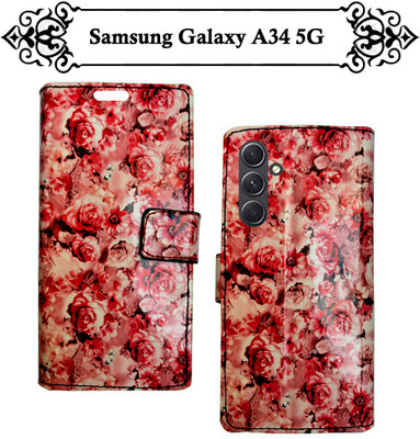 Asmart Flip Cover for Samsung Galaxy A34 5G(Red, Pack of: 1)