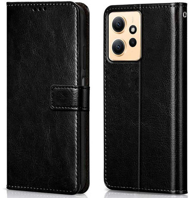 COVERHEAD Flip Cover for Back Cover for Mi Redmi Note 12 4G (Black, Dual Protection, Pack of: 1)(Black, Cases with Holder)
