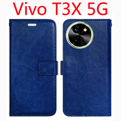 Toklot Flip Cover for Vivo T3X 5G(Blue, Pack of: 1)