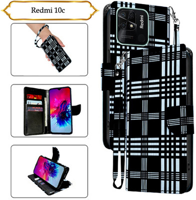 Asmart Flip Cover for Redmi 10c(Black, Pack of: 1)