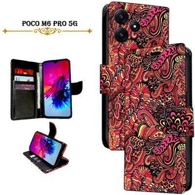 Asmart Flip Cover for Poco M6 Pro 5G(Red, Pack of: 1)
