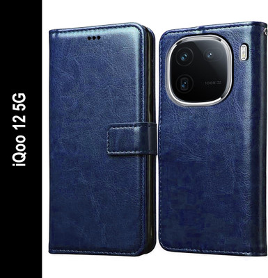 Casotec Flip Cover for iQOO 12 5G(Blue, Pack of: 1)