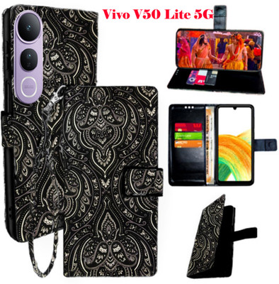 SHANNO Flip Cover for Vivo V50 Lite 5G(Black, Pack of: 1)