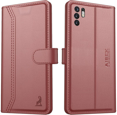 AIBEX Flip Cover for Redmi Note 10T 5G / Poco M3 Pro 5G|Premium Leather Finish | Magnetic Closure | Kickstand(Brown, Magnetic Case, Pack of: 1)