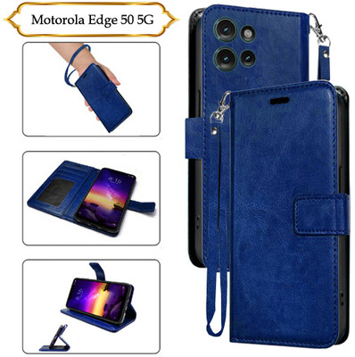 SALGO Flip Cover for Motorola Edge 50 5G(Blue, Pack of: 1)