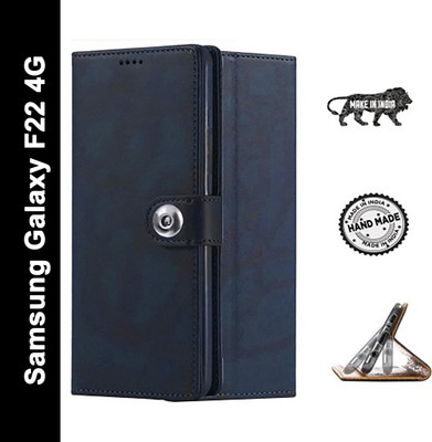 Aarov Flip Cover for Samsung Galaxy F22 4G Magnetic Closure Flip Case(Blue, Dual Protection, Pack of: 1)