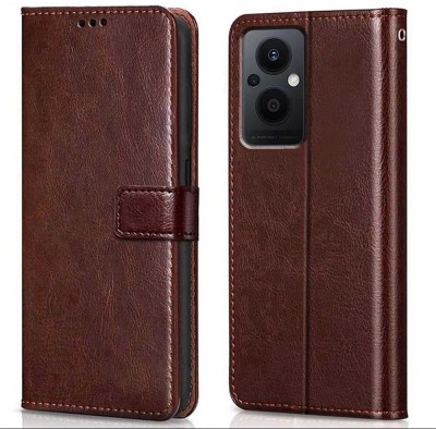 Rwm Flip Cover for Oppo F21 Pro 5G / F21S Pro 5G Leather Finish | Inside Pockets & Inbuilt Stand(Brown, Dual Protection, Pack of: 1)