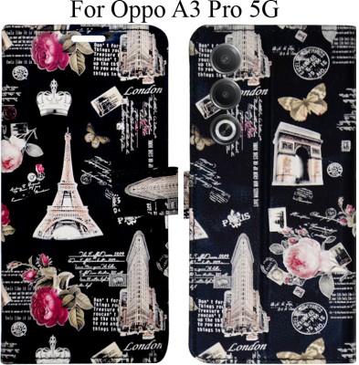 MYSHANZ Flip Cover for Oppo A3 Pro 5G(Black, Magnetic Case)