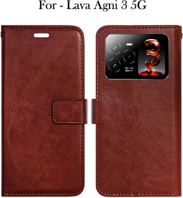 Toklot Flip Cover for Lava Agni 3 5G(Brown, Pack of: 1)