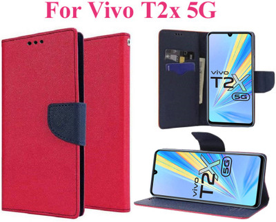 Carnage Flip Cover for Vivo T2x 5G(Pink, Cases with Holder, Pack of: 1)