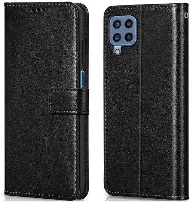 AKSP Flip Cover for Samsung Galaxy M32 (4G) Genuine Leather Finish(Black, Dual Protection, Pack of: 1)