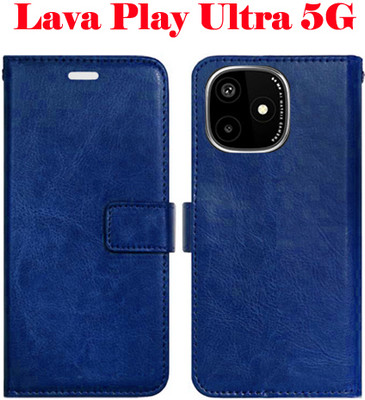 SHANNO Flip Cover for Lava Play Ultra 5G(Blue, Pack of: 1)
