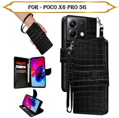 SALGO Flip Cover for Poco X6 Pro 5G(Black, Pack of: 1)