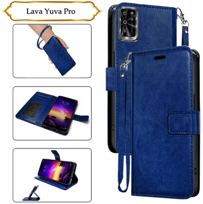 Cutemart Flip Cover for Lava Yuva Pro(Blue, Pack of: 1)