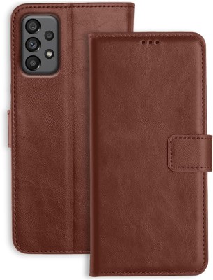SUCH Flip Cover for Samsung Galaxy A73 5G leather flip (Brown, Shock Proof, Pack of: 1)(Brown, Cases with Holder)