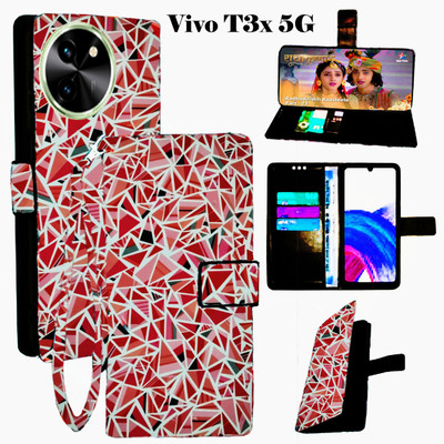 Mxkart Flip Cover for Vivo T3X 5G(Red, Pack of: 1)