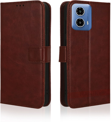 HANIRY Flip Cover for Moto G34 5G, PB1V0005IN / Brown(Brown, Flexible, Pack of: 1)