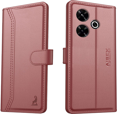 AIBEX Flip Cover for Poco M6 Plus 5G / Redmi 13 5G |Premium Leather Finish | Magnetic Closure | Kickstand(Brown, Magnetic Case, Pack of: 1)