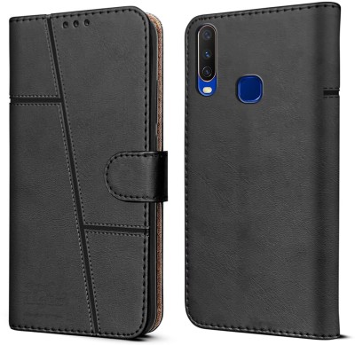 NIMMIKA ENTERPRISES Flip Cover for Vivo U10(Premium Leather Material | 360-degree protection | Card Slots and Pockets)(Black, Dual Protection, Pack of: 1)