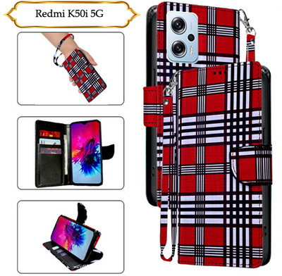 Cutemart Flip Cover for Redmi K50i 5G(Red, Pack of: 1)