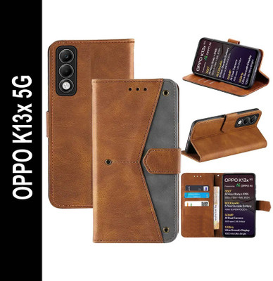 Mashgul Flip Cover for OPPO K13x 5G(Brown, Shock Proof, Pack of: 1)