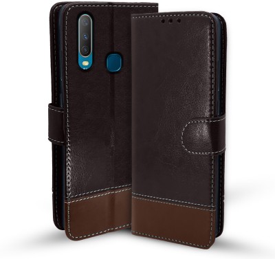 Pikkme Flip Cover for Vivo Y12, Vivo Y15, Vivo Y17, Vivo U10,(Brown, Cases with Holder, Pack of: 1)