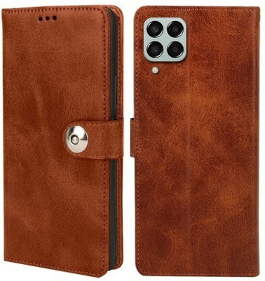Aarov Flip Cover for Samsung Galaxy M33 5G(Brown, Dual Protection, Pack of: 1)