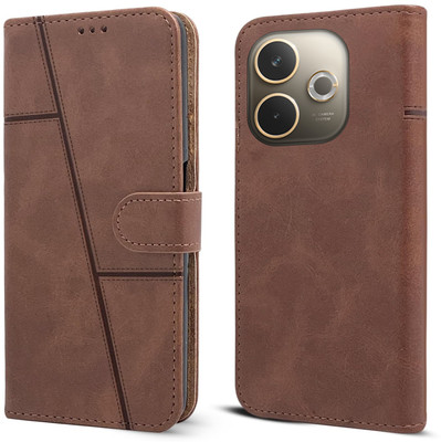 mehra Flip Cover for Oppo A5 Pro 5G Inbuilt Stand| Leather Finish(Brown, Dual Protection, Pack of: 1)
