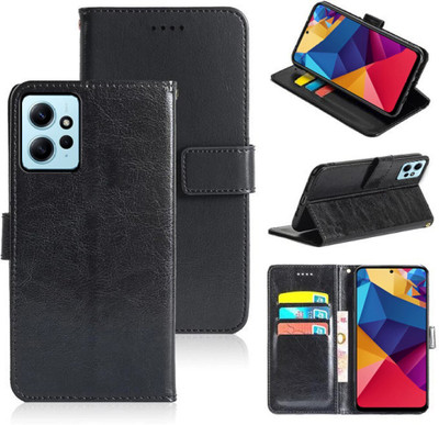 TINGTONG Flip Cover for Redmi Note 12 4G, Redmi Note 12(Black, Dual Protection, Pack of: 1)