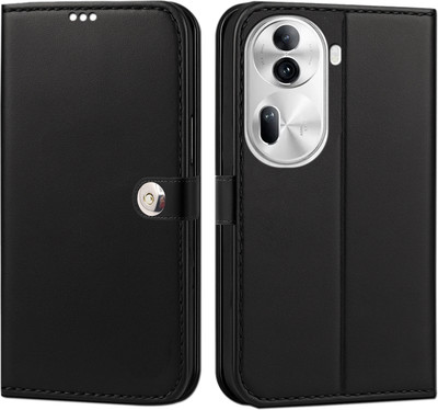 Unirock Flip Cover for OPPO Reno11 Pro 5G|Premium Leather Finish | Magnetic Closure |Kickstand Feature(Black, Dual Protection, Pack of: 1)