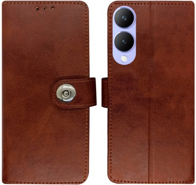 Dhar Flips Flip Cover for Vivo Y17s 4G(Brown, Magnetic Case, Pack of: 1)