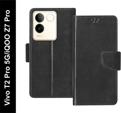 SBMS Flip Cover for Vivo T2 Pro 5G / iQOO Z7 Pro 5G Back Cover Case with Magnatic Closure(Black, Shock Proof, Pack of: 1)
