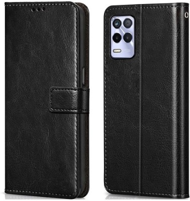 AKSP Flip Cover for Leather Finish Inside TPU Realme 8 (5G)(Black, Magnetic Case, Pack of: 1)
