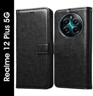 Casotec Flip Cover for Realme 12 Plus 5G, Realme Narzo 70 Pro 5G, Realme Narzo 70 5G, Realme P1 5G(Black, Pack of: 1)