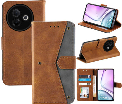 GLADLY Flip Cover for Vivo Y39 5G(Brown, Dual Protection, Pack of: 1)