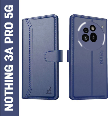 AIBEX Flip Cover for Nothing Phone (3a) Pro 5G|Premium Leather Finish | Magnetic Closure | Kickstand Feature(Blue, Magnetic Case, Pack of: 1)