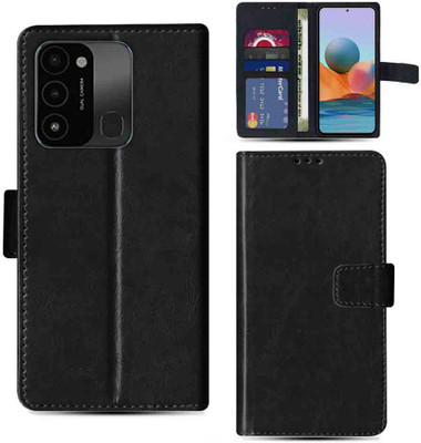 Kalua Mall Flip Cover for Tecno Spark 8C pouch cover | Tecno KG5k pouch cover | Black(Black, Magnetic Case, Pack of: 1)