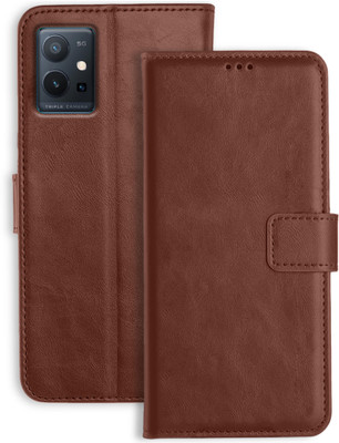 Accesorios Flip Cover for Vivo T1 5G(Brown, Dual Protection, Pack of: 1)
