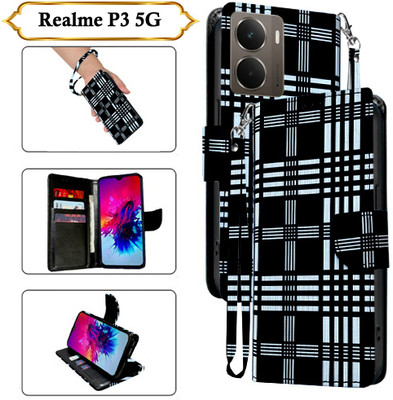 SALGO Flip Cover for Realme P3 5G(Black, Pack of: 1)