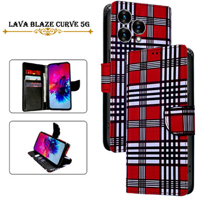 Hpa Flip Cover for Lava Blaze Curve 5G(Red, Pack of: 1)
